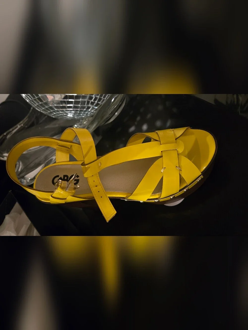 CBG Yellow Studded Platform Sandals - Womens